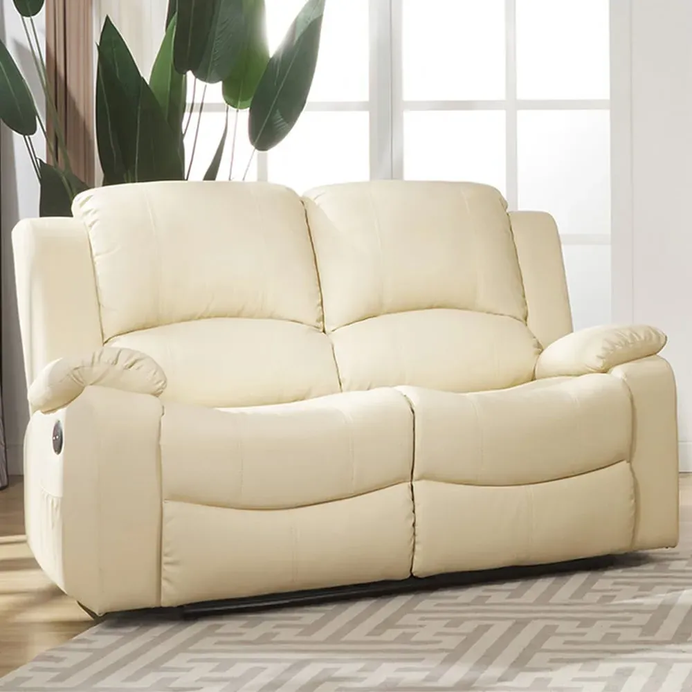 Glendale 2-Seater Electric Recliner Sofa - Cream, Bonded Leather