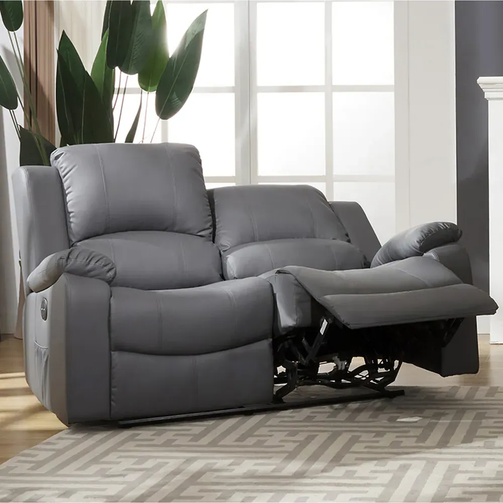 Glendale 2-Seater Electric Recliner Sofa - Grey, Bonded Leather