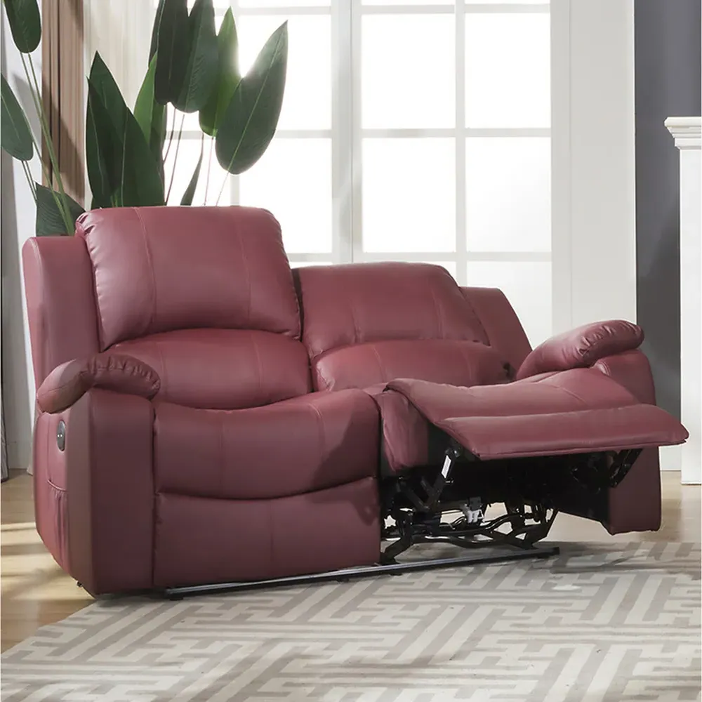 Glendale 2-Seater Electric Recliner Sofa - Red, Bonded Leather
