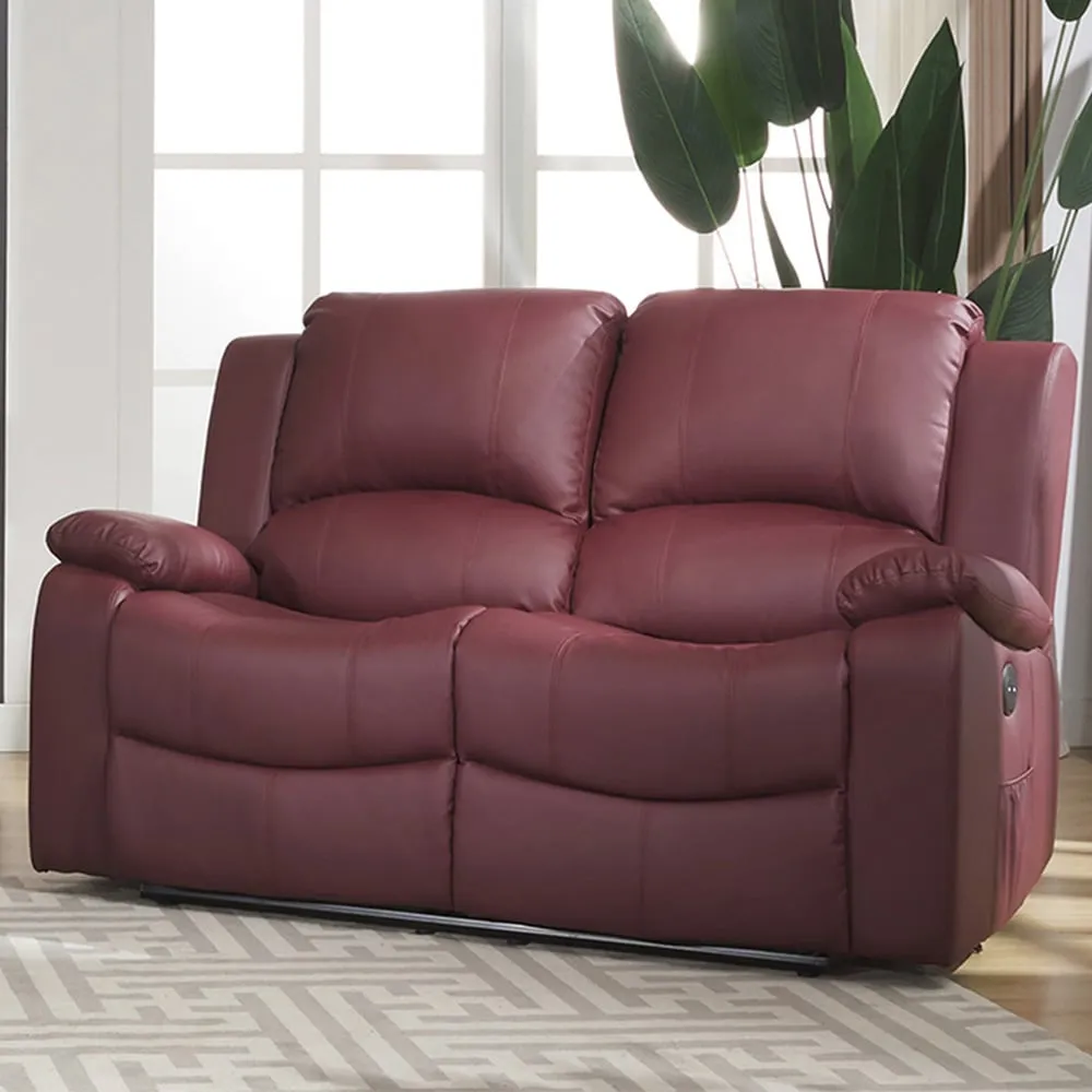 Glendale 2-Seater Electric Recliner Sofa - Red, Bonded Leather