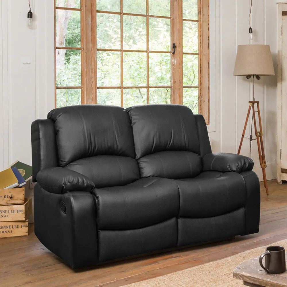 Glendale 2-Seater Recliner Sofa - Black, Bonded Leather