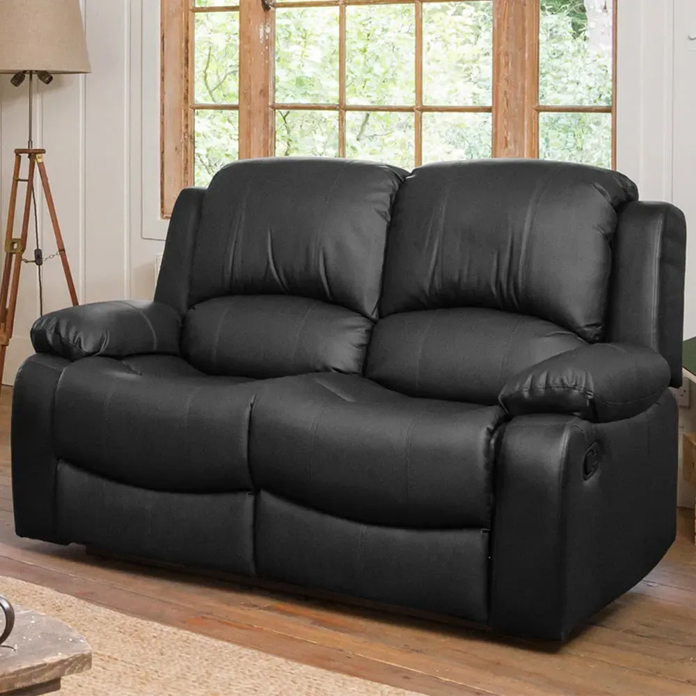 Glendale 2-Seater Recliner Sofa - Black, Bonded Leather