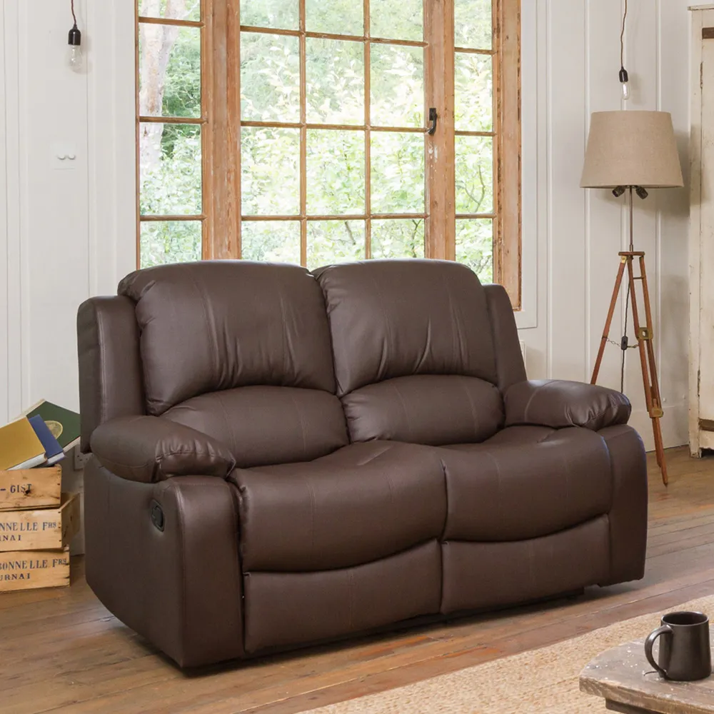 Glendale 2 Seater Recliner Sofa - Brown, Bonded Leather