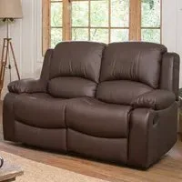 Glendale 2 Seater Recliner Sofa - Brown, Bonded Leather