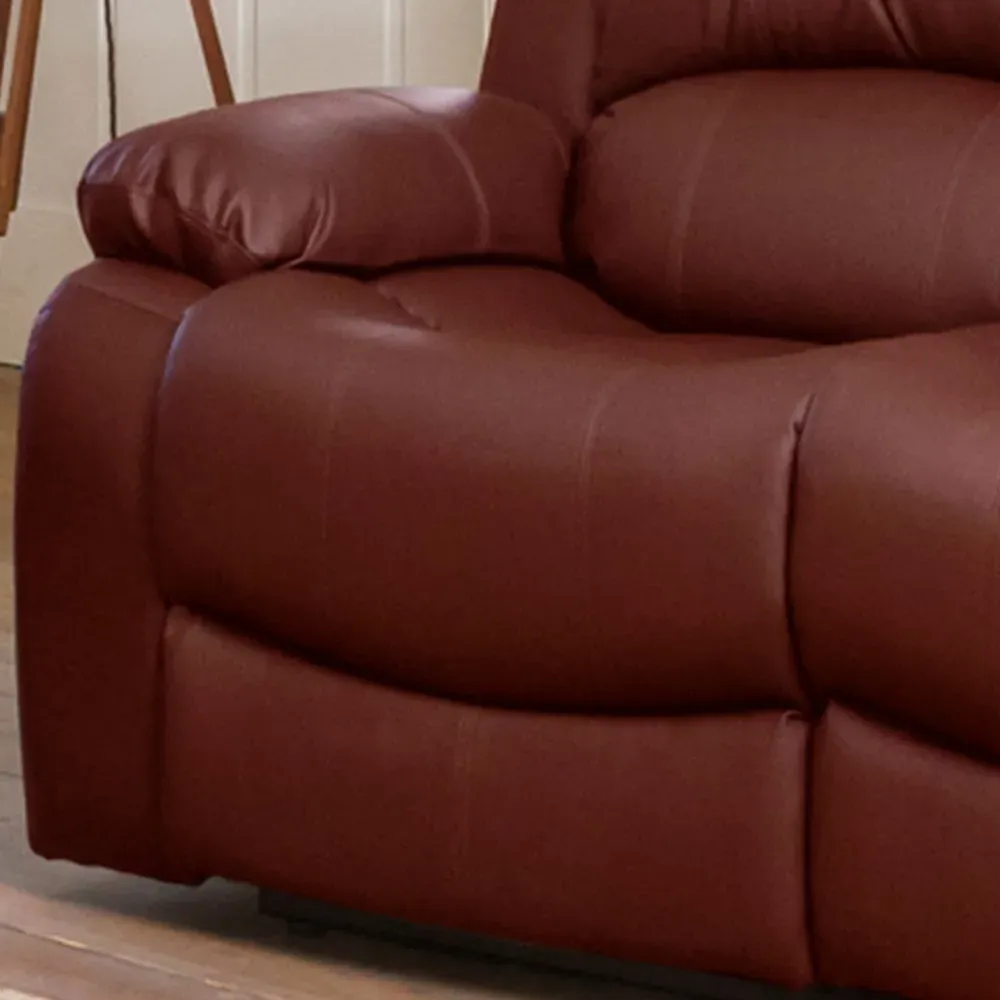 Glendale 2 Seater Recliner Sofa - Burgundy, Bonded Leather