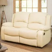 Glendale 2-Seater Recliner Sofa - Cream, Bonded Leather