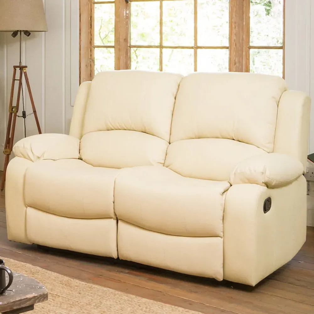 Glendale 2-Seater Recliner Sofa - Cream, Bonded Leather