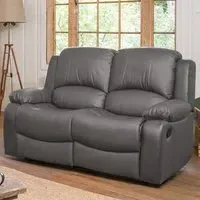 Glendale 2 Seater Recliner Sofa - Grey, Bonded Leather