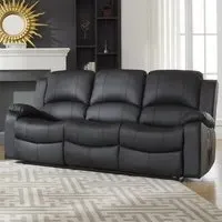 Glendale 3-Seater Electric Recliner Sofa - Black, Bonded Leather