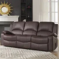 Glendale 3-Seater Electric Recliner Sofa - Brown, Bonded Leather