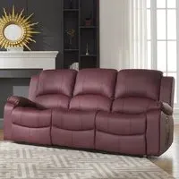Glendale 3-Seater Electric Recliner Sofa - Burgundy, Bonded Leather