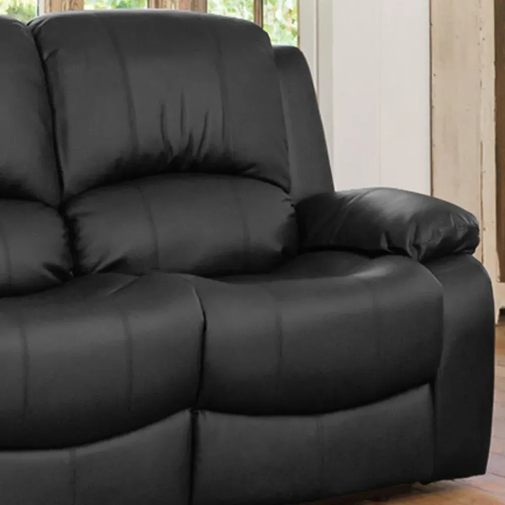 Glendale 3-Seater Recliner Sofa - Black, Bonded Leather