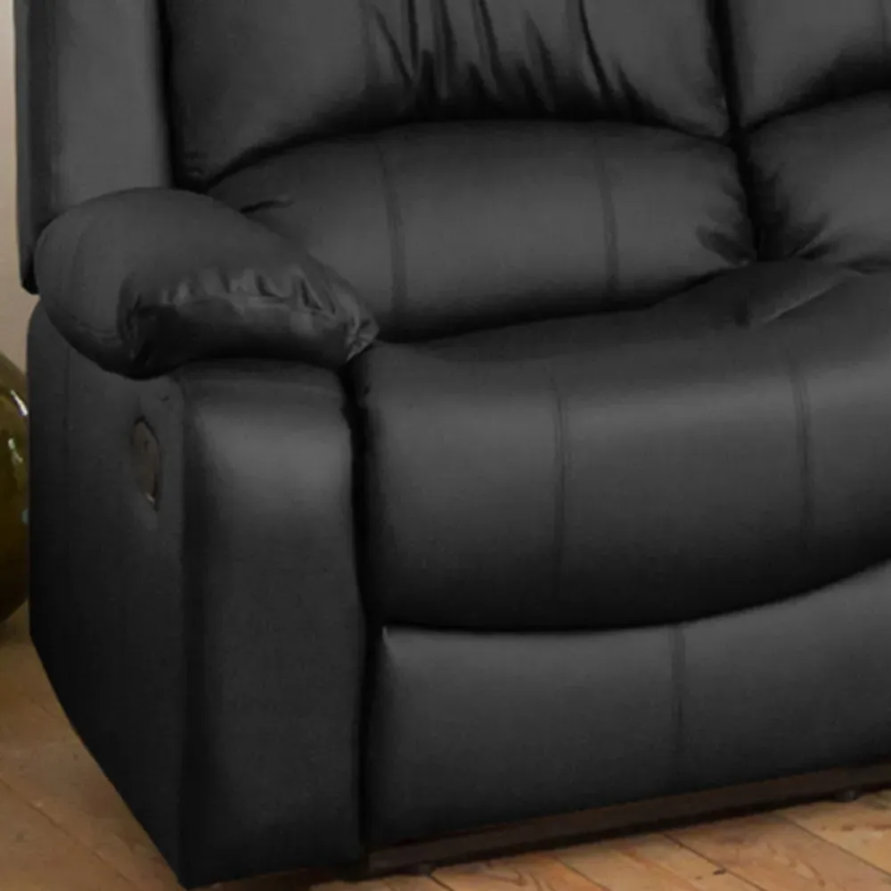 Glendale 3-Seater Recliner Sofa - Black, Bonded Leather