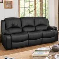 Glendale 3-Seater Recliner Sofa - Black, Bonded Leather