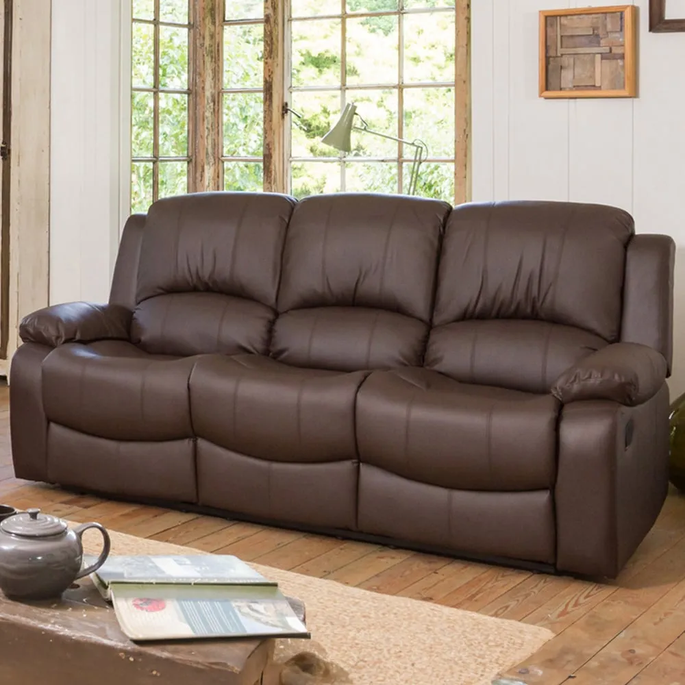 Glendale 3-Seater Recliner Sofa - Brown, Bonded Leather