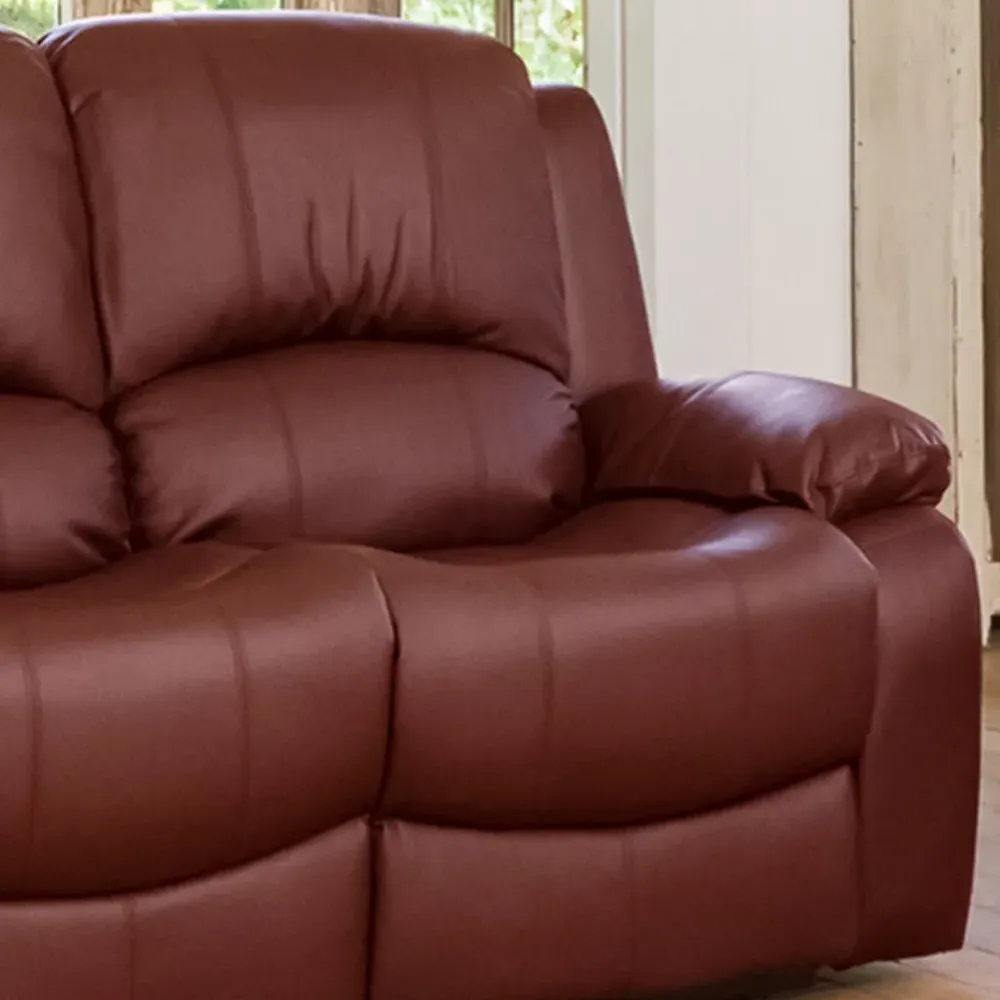 Glendale 3-Seater Recliner Sofa - Burgundy, Bonded Leather