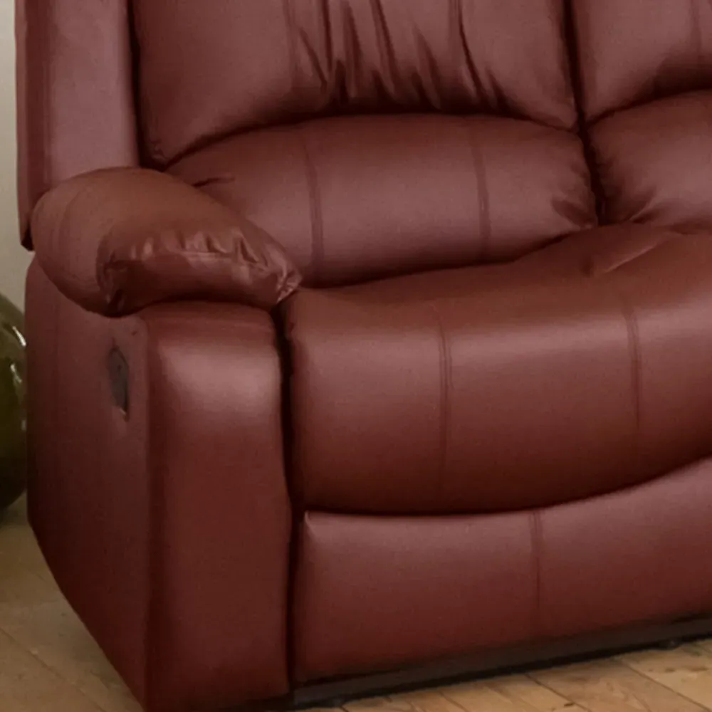 Glendale 3-Seater Recliner Sofa - Burgundy, Bonded Leather