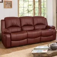 Glendale 3-Seater Recliner Sofa - Burgundy, Bonded Leather