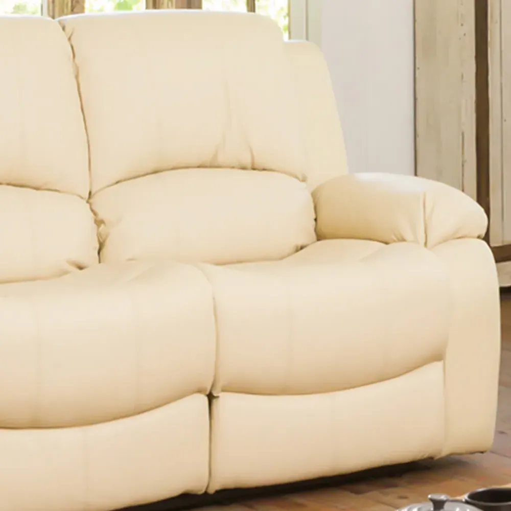 Glendale 3-Seater Recliner Sofa - Cream, Bonded Leather