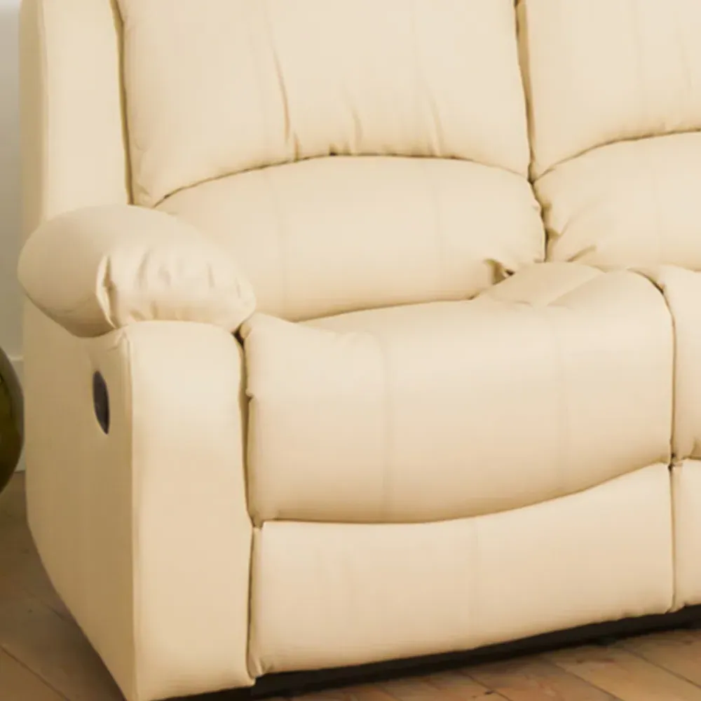 Glendale 3-Seater Recliner Sofa - Cream, Bonded Leather
