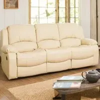 Glendale 3-Seater Recliner Sofa - Cream, Bonded Leather