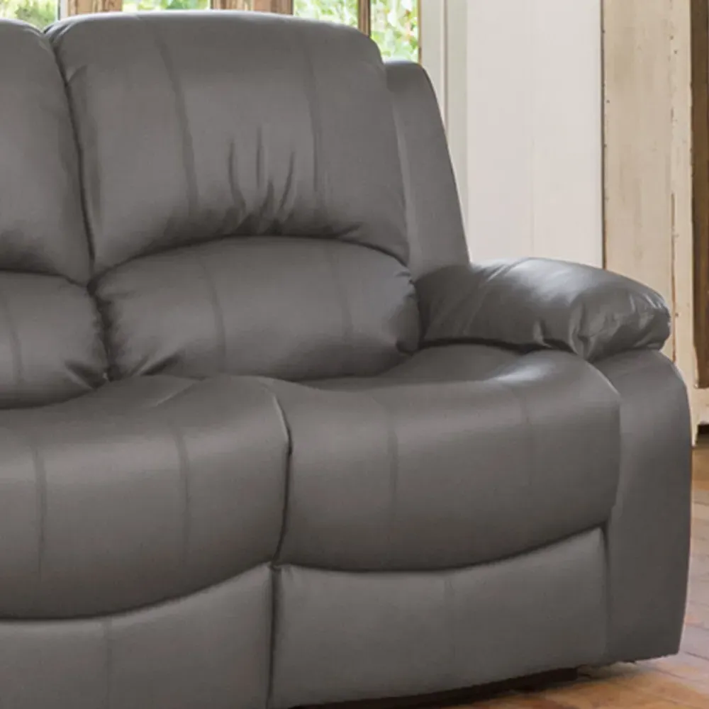 Glendale 3-Seater Recliner Sofa - Grey, Bonded Leather