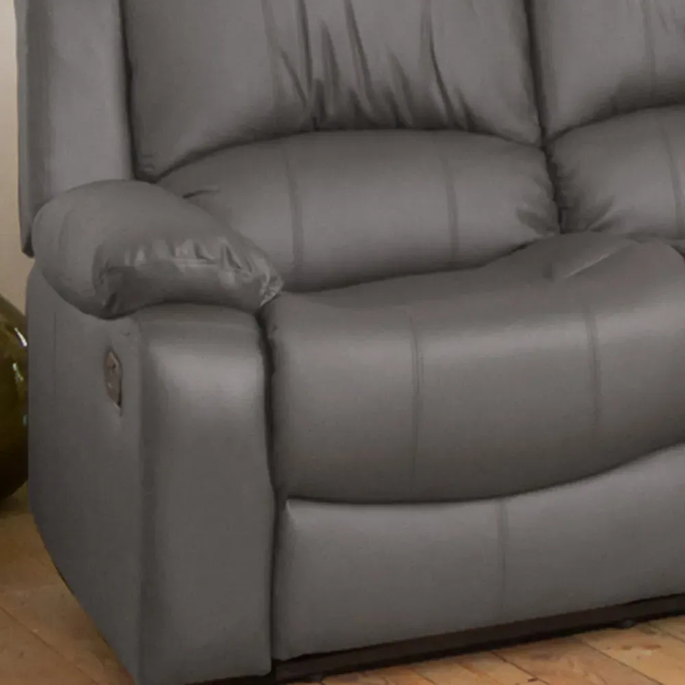 Glendale 3-Seater Recliner Sofa - Grey, Bonded Leather