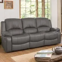 Glendale 3-Seater Recliner Sofa - Grey, Bonded Leather