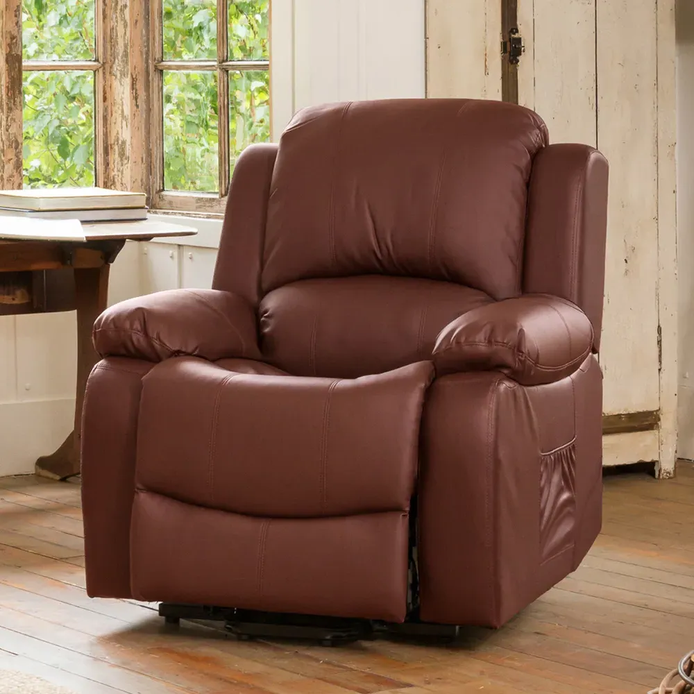 Glendale Manual Recliner Chair - Burgundy, Bonded Leather