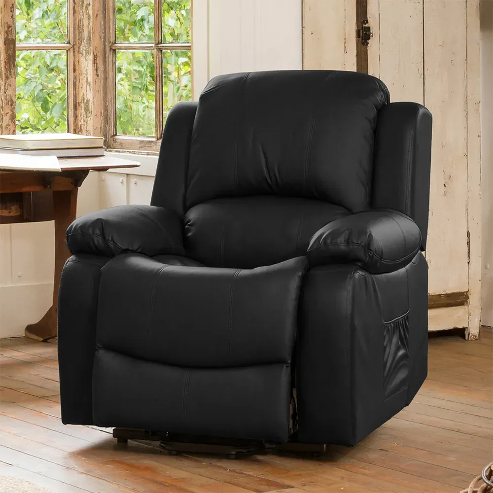 Glendale Single Seater Recliner Sofa - Black, Bonded Leather