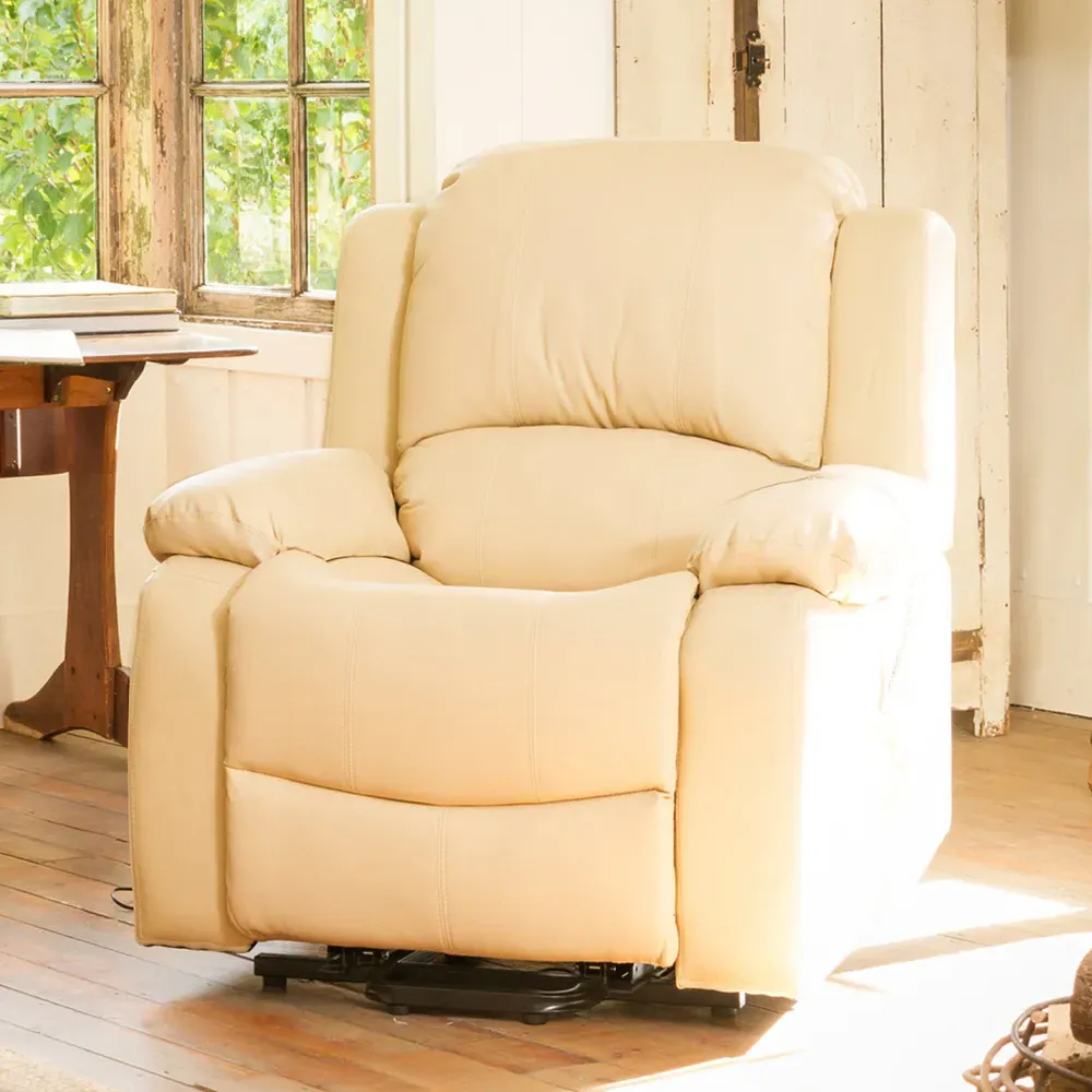 Glendale Single Seater Recliner Sofa - Cream, Bonded Leather