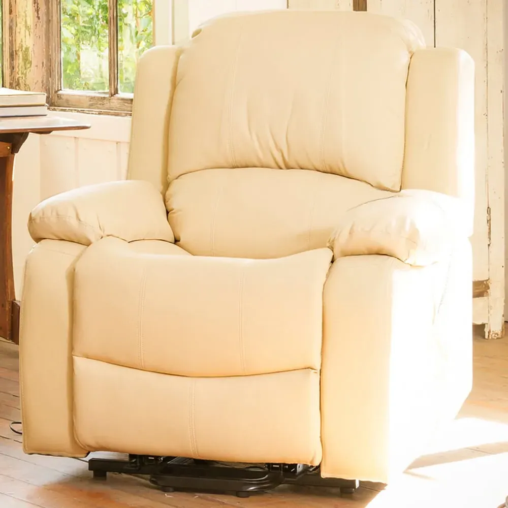 Glendale Single Seater Recliner Sofa - Cream, Bonded Leather