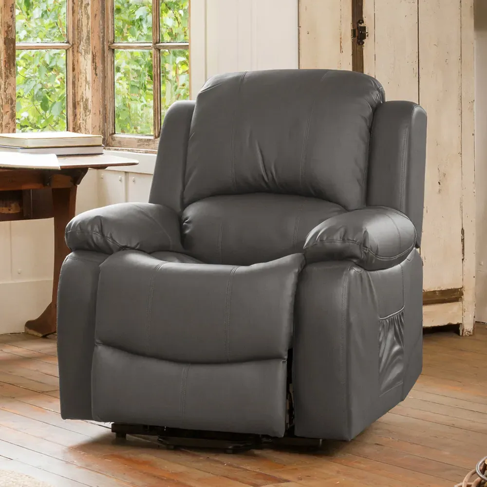 Glendale Single Seater Recliner Sofa - Grey, Bonded Leather