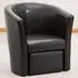 Halewood Tub Chair with Foot Stool - Black, Faux Leather
