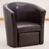 Halewood Tub Chair with Foot Stool - Brown, Faux Leather
