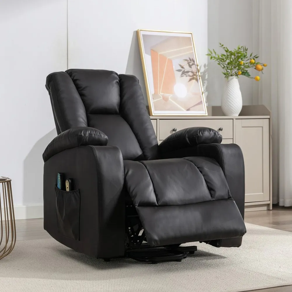 Hartville Electric Recliner Chair with Massage and Heat - Black