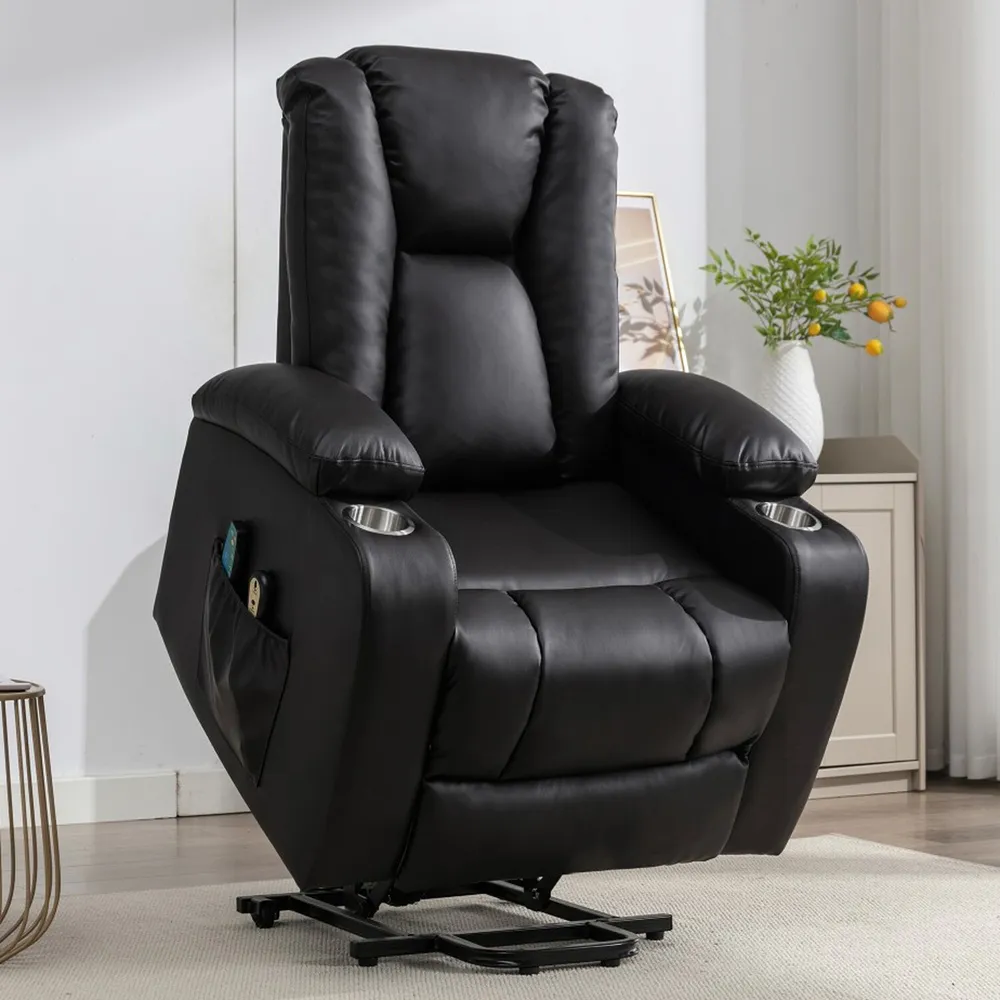 Hartville Electric Recliner Chair with Massage and Heat - Black
