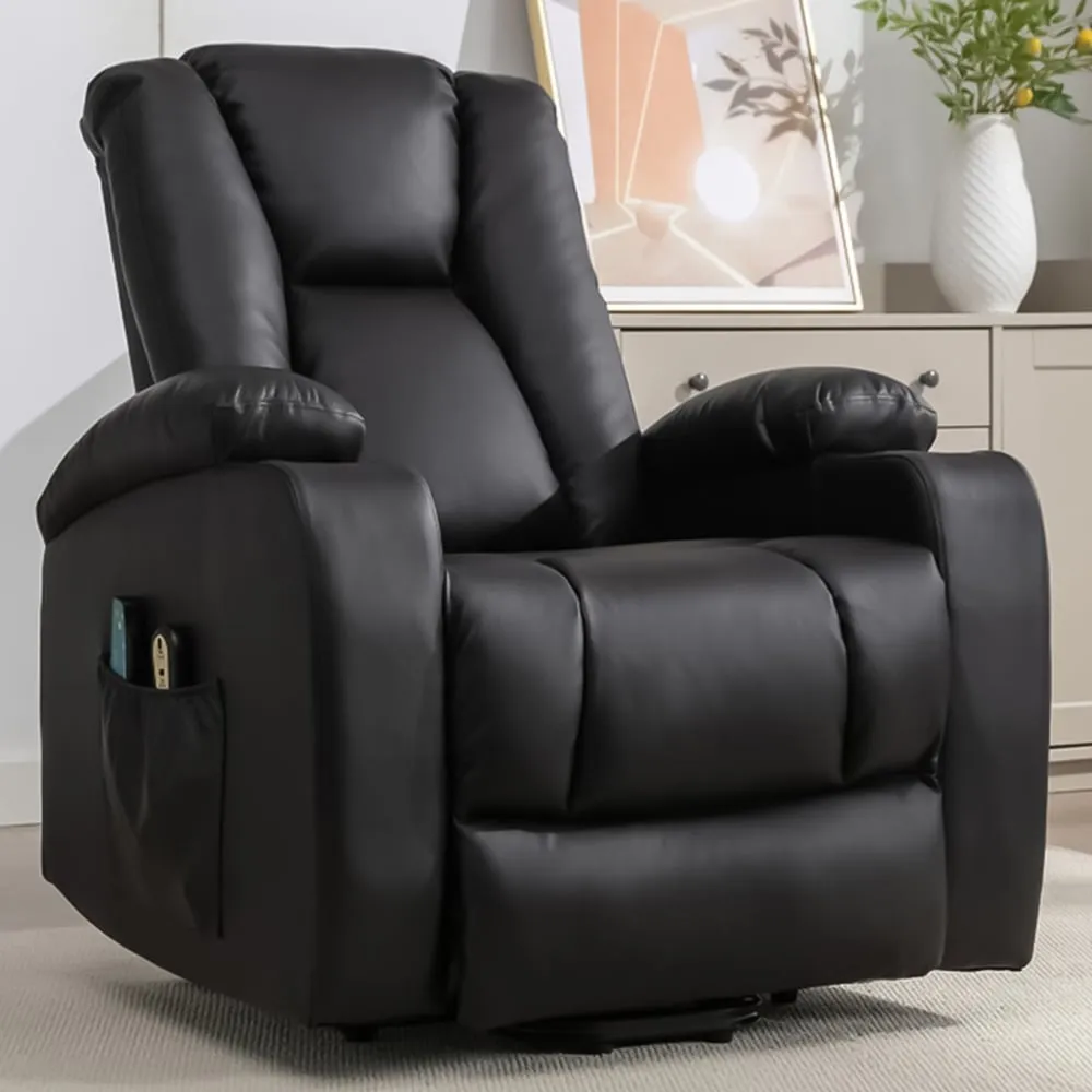 Hartville Electric Recliner Chair with Massage and Heat - Black