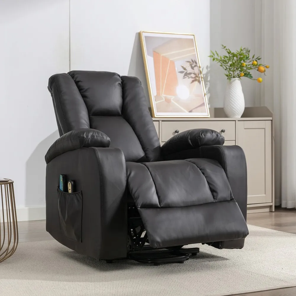 Hartville Electric Recliner Chair with Massage and Heat - Brown