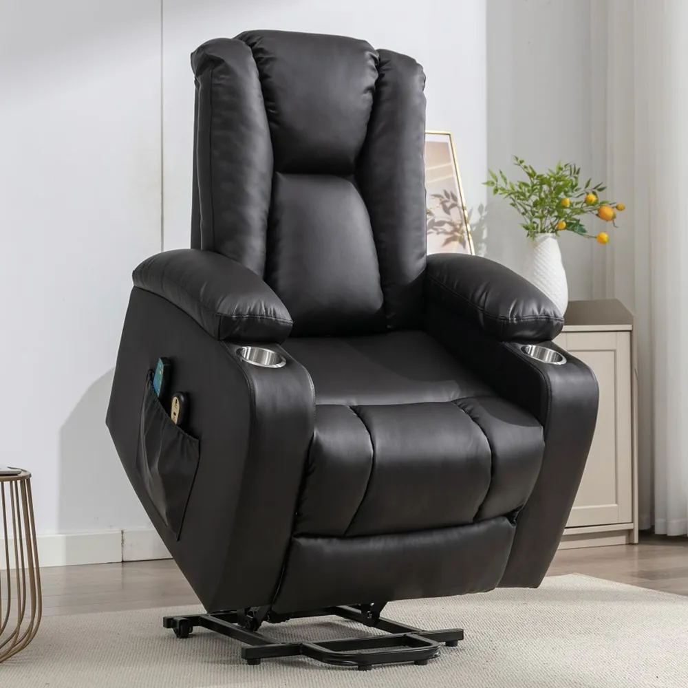 Hartville Electric Recliner Chair with Massage and Heat - Brown