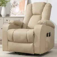 Hartville Electric Recliner Chair with Massage and Heat - Cream