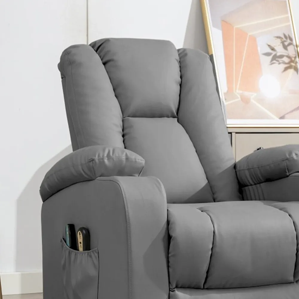 Hartville Electric Recliner Chair with Massage and Heat - Grey