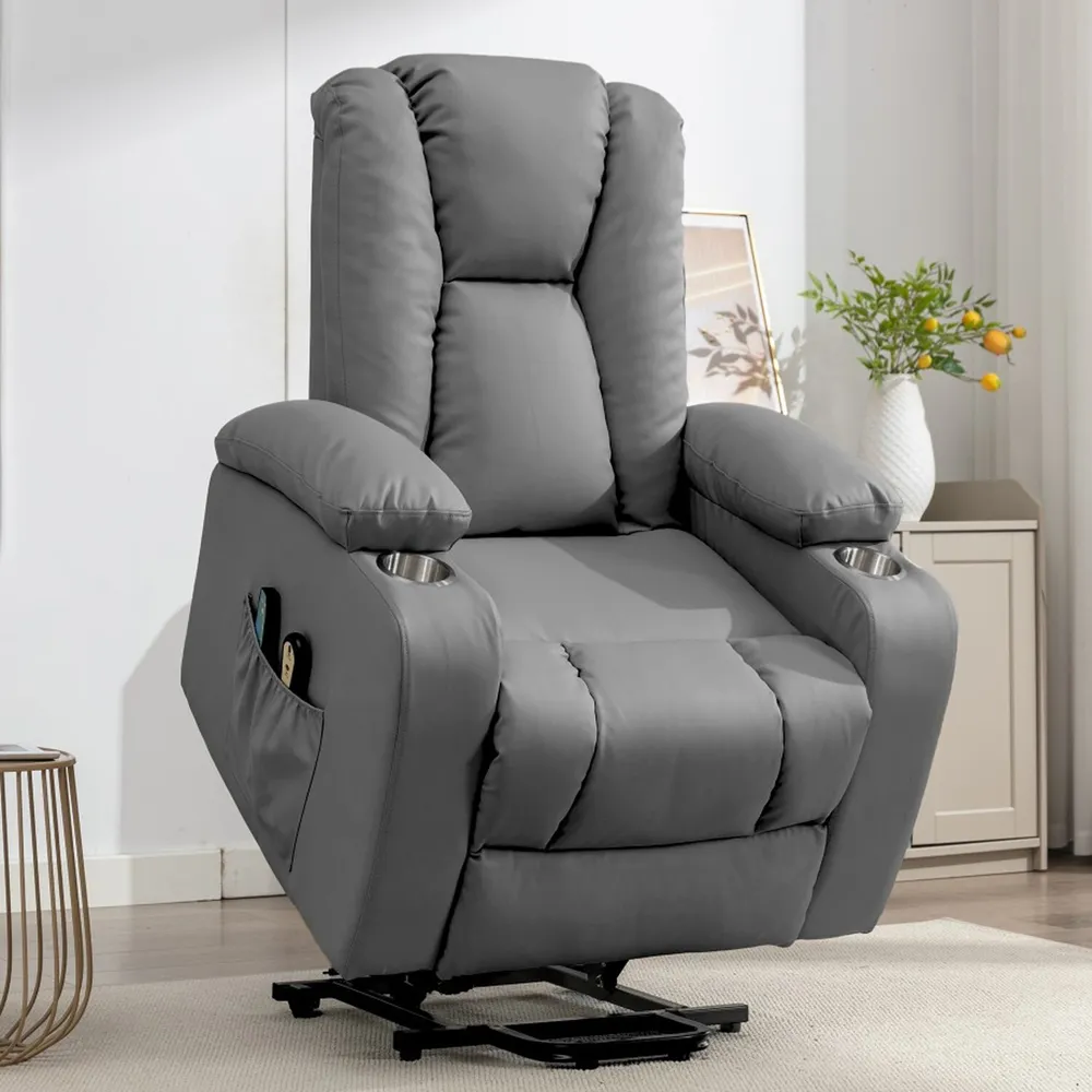 Hartville Electric Recliner Chair with Massage and Heat - Grey