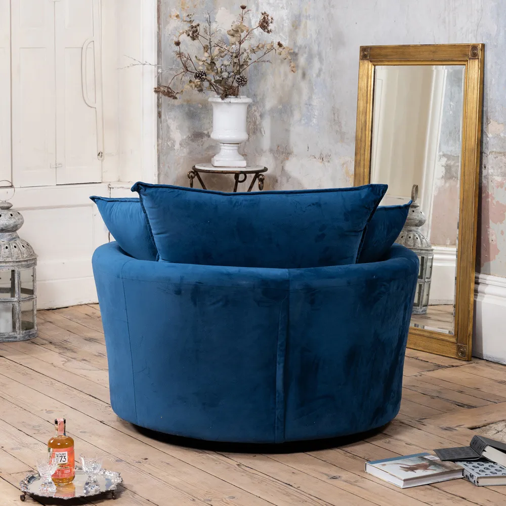 Havana Swivel Cuddle Chair - Blue, Velvet