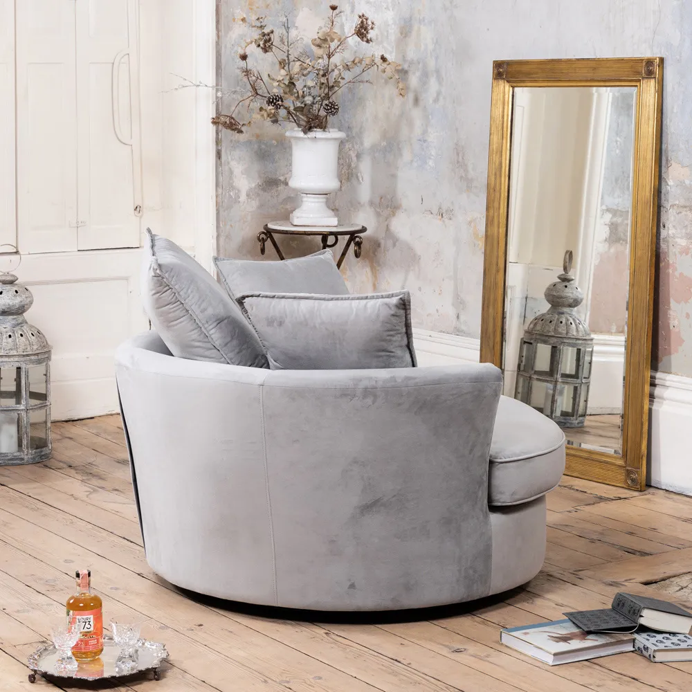 Havana Swivel Cuddle Chair - Grey, Velvet