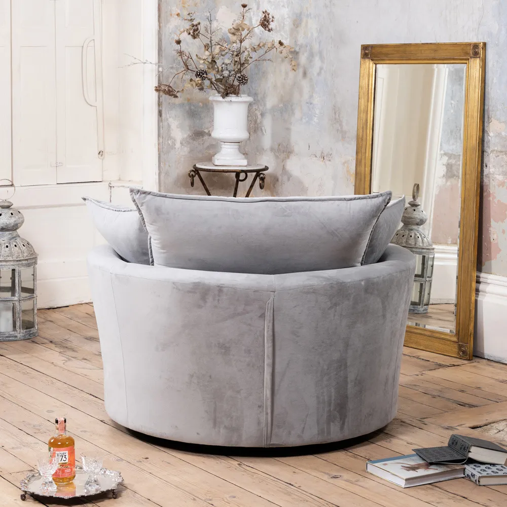 Havana Swivel Cuddle Chair - Grey, Velvet