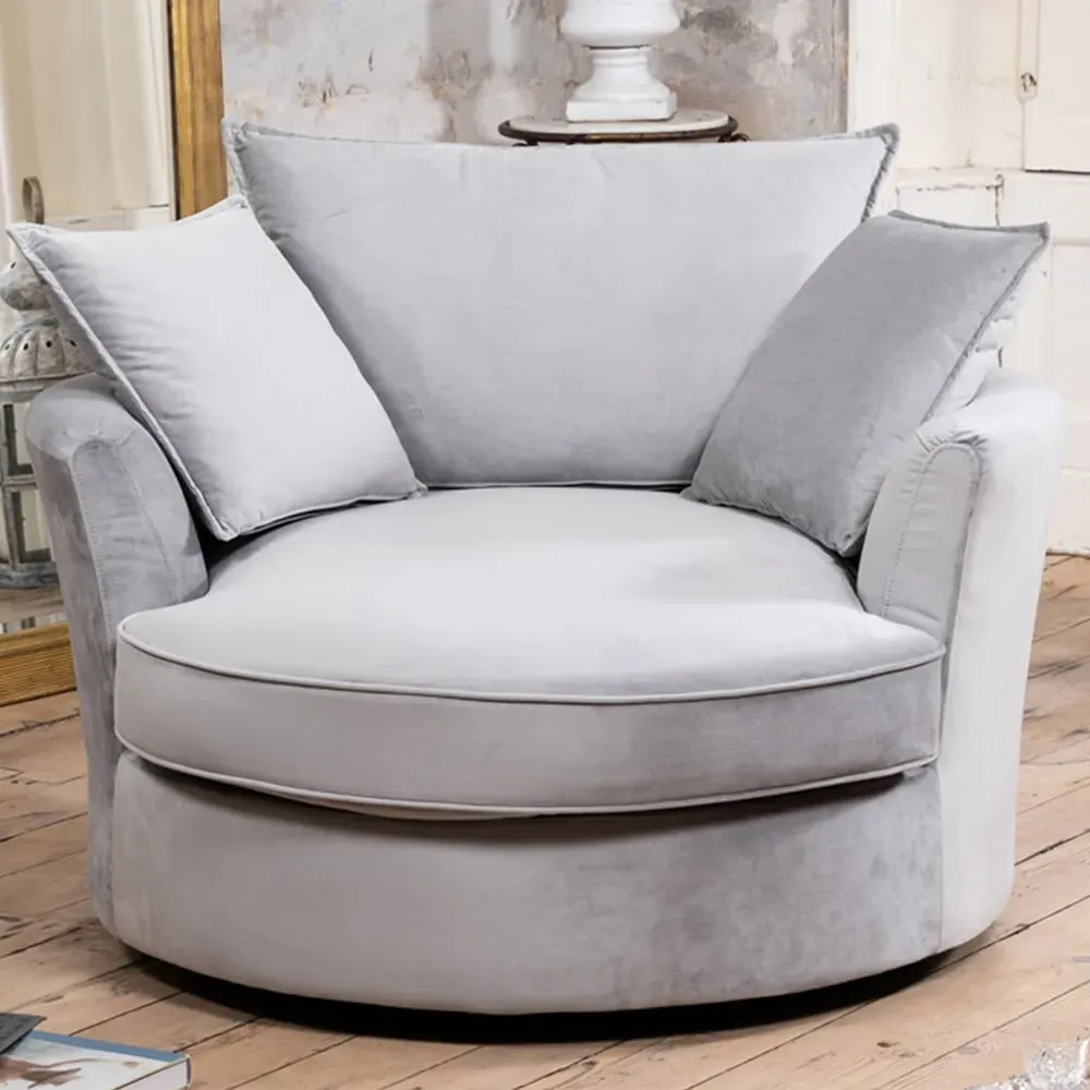 Havana Swivel Cuddle Chair - Grey, Velvet
