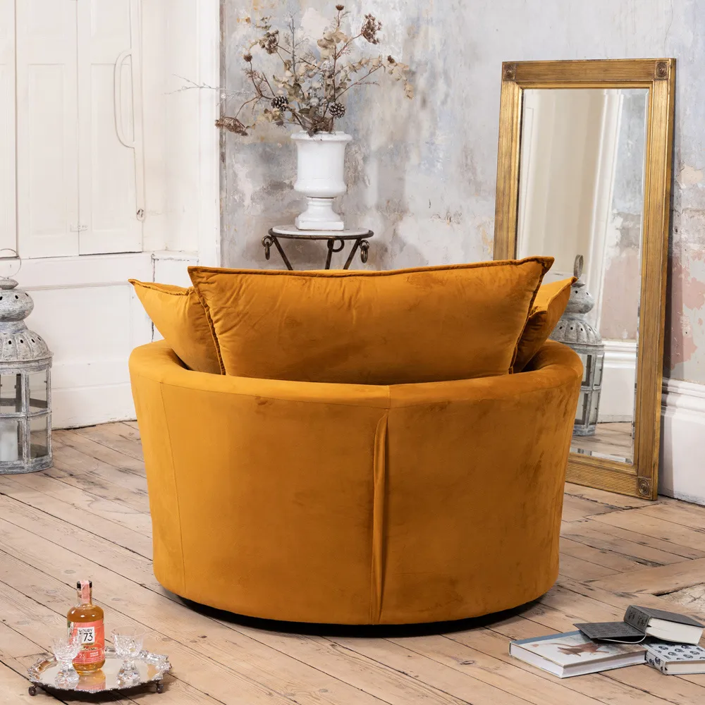 Havana Swivel Cuddle Chair - Orange, Velvet