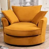 Havana Swivel Cuddle Chair - Orange, Velvet