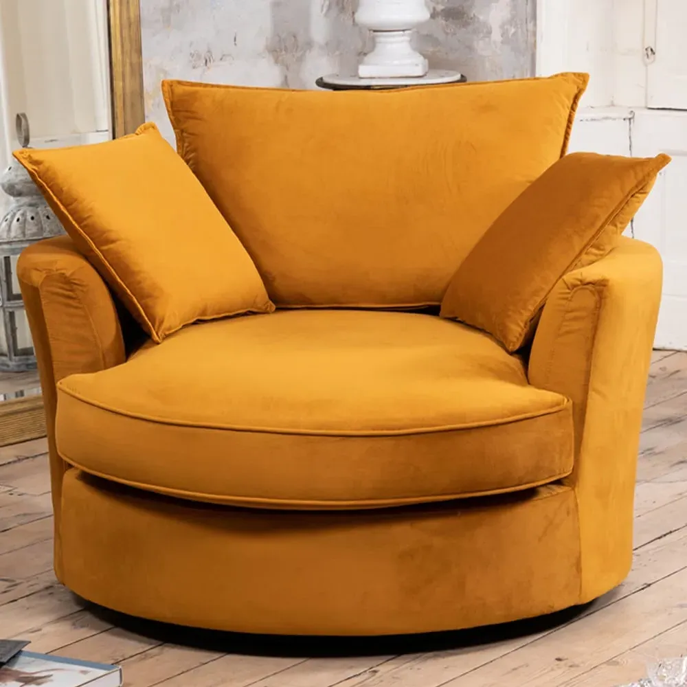 Havana Swivel Cuddle Chair - Orange, Velvet